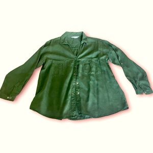 Zara military green Tencel shirt. Snap buttons. Long sleeve.  Like new